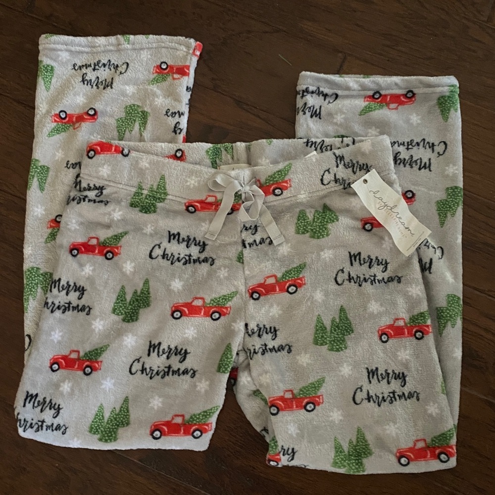 Merry Christmas Red Truck Berkshire Home Fleece pajama bottoms